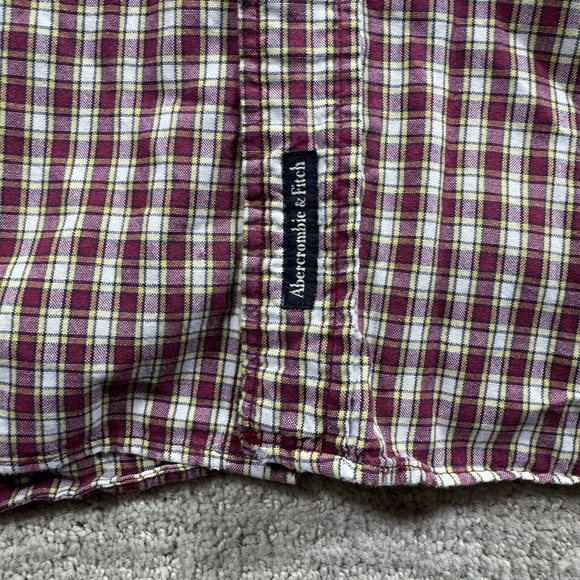 ABERCROMBIE & FITCH - Vintage Big Red Plaid Button-up Oxford Shirt, Mens LARGE - Picture 2 of 7
